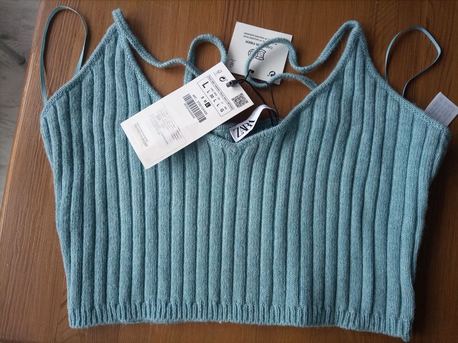 Клевый стильный вязаный трикотажный короткий топ кроптоп бюстье майка