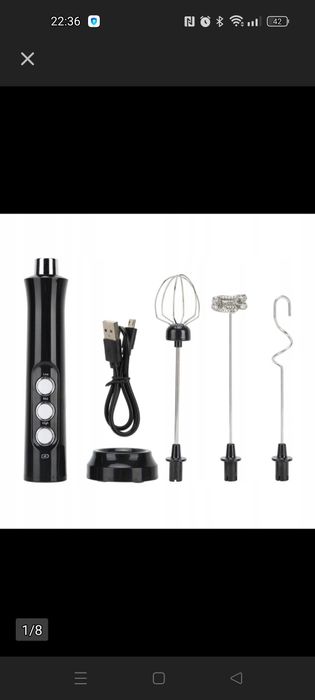 USB Spieniacz do mleka Trzepaczka do jajek Mikser Blender czarny