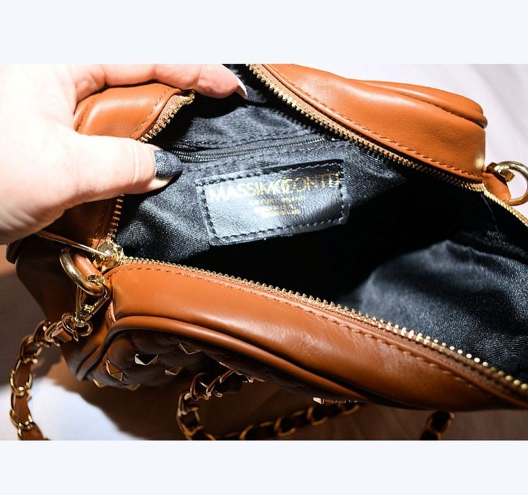 Massimo Contti torebka kuferek skóra naturalnaa