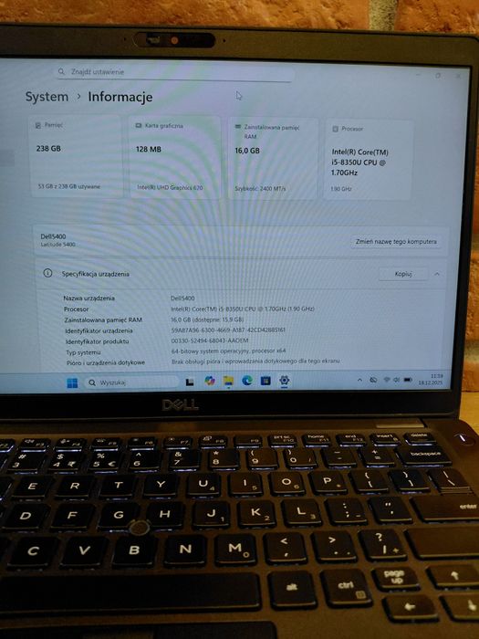 Dell Latitude 5400/I5/16Gb/256gb/14FHD