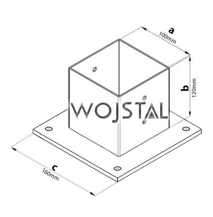 Podstawa słupa do przykręcania 10x10cm ocynkowana 2 mm kotwa