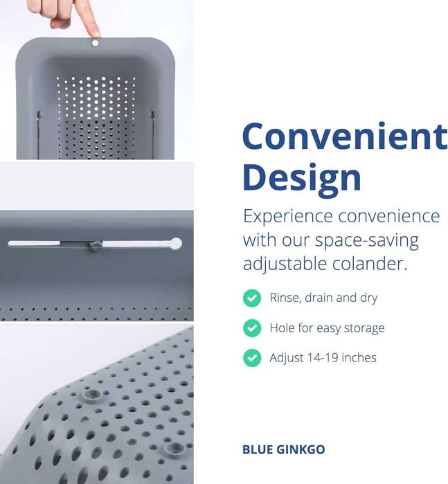 Nowy durszlak/ cedzak/ suszarka/ kosz/ sitko/ szary/BLUE GINKGO !5468!