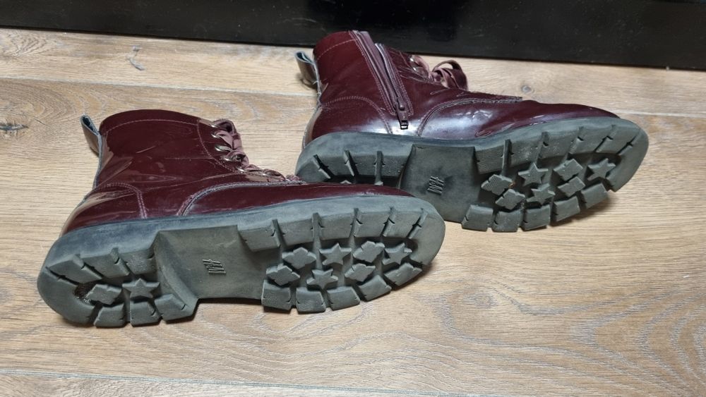 Buty glany H&M r.37 bordo lakierowane
