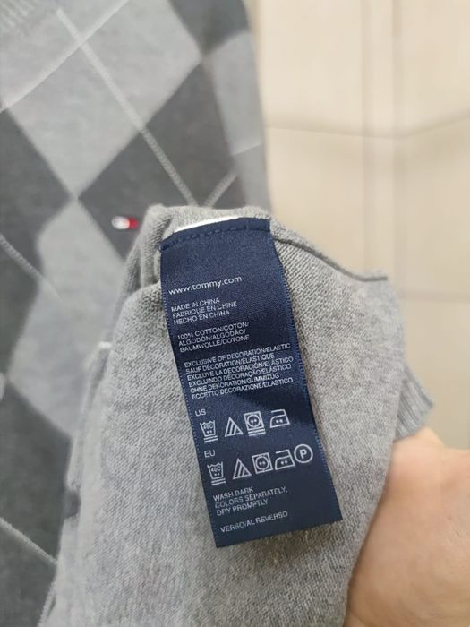 Sweter sweterek klasyczny Tommy Hilfiger denim XL siwy szary ciemny ja