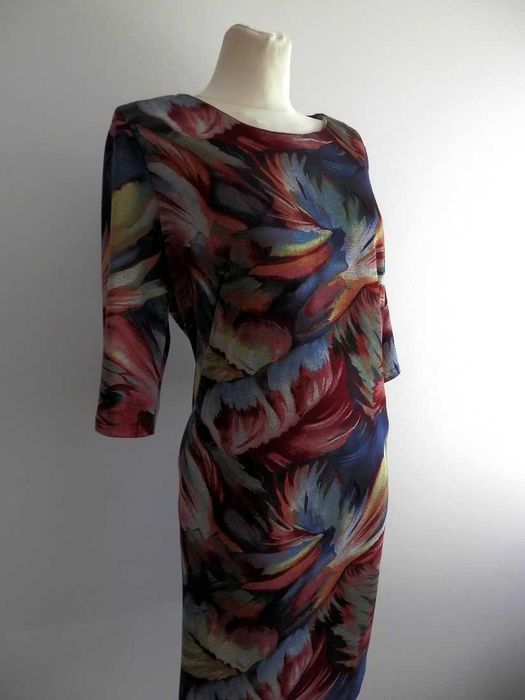 Sukienka Wizytowa Dżersejowa Jersey Kolory Ciepłe Wiskoza 44