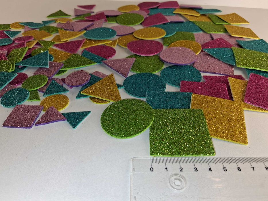 Y043 Zestaw Naklejki Brokatowe Piankowe Kształty Geometryczne DIY