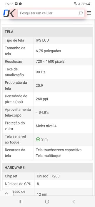 Telemóvel ZTE Blade A36  4 Ram 64GB
