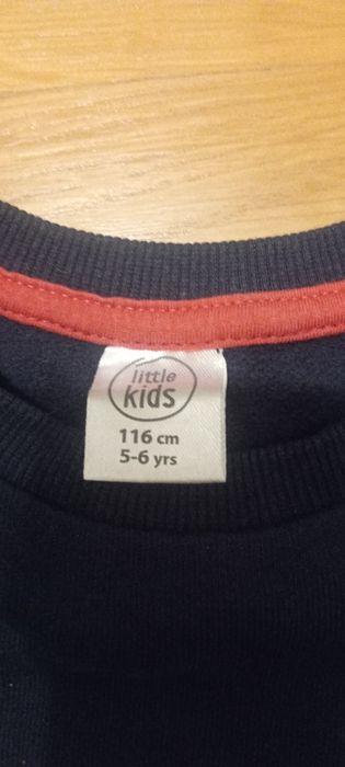 Zestaw bluza świąteczna 116, ocieplane spodnie jeansowe i bluzka z dłu