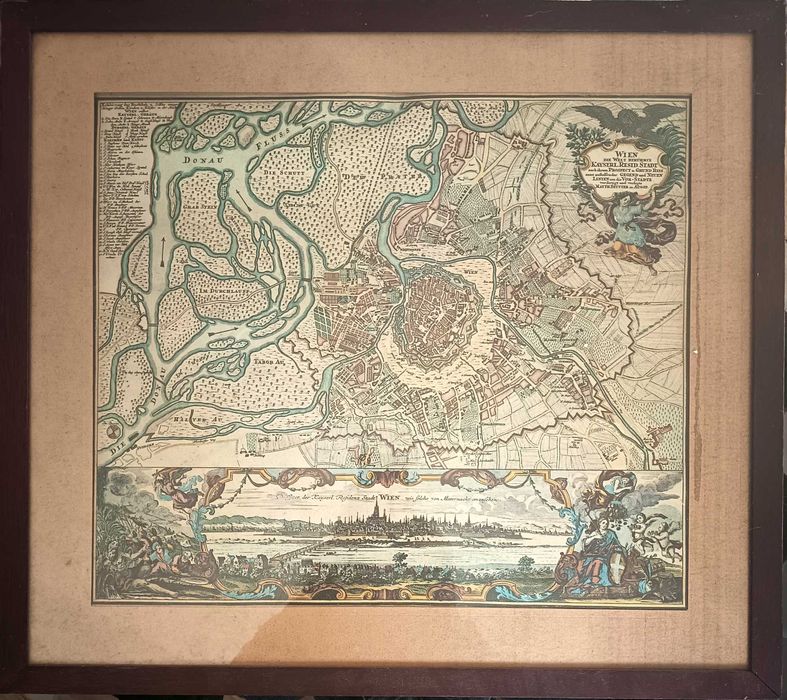 Quadro da planta da cidade de Viena, Áustria, 1730
