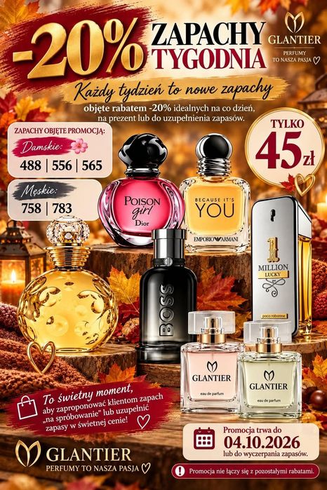 Luksusowe francuskie perfumy Glantier w okazyjnej cenie