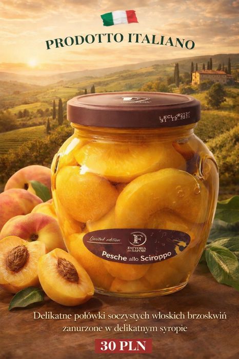 Brzoskwinie  Włoskie w lekkim syropie  1l