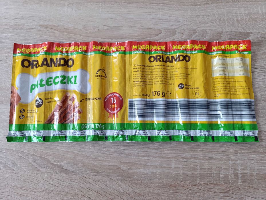 Orlando pałeczki z dziczyzną dla psa 12 sztuk 11 gram 95%