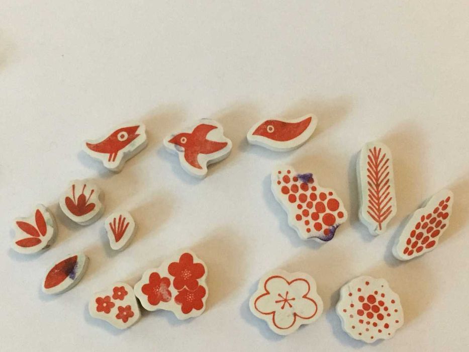 DJECO stempelki pieczątki ptaszki kwiatki listki 14 szt.