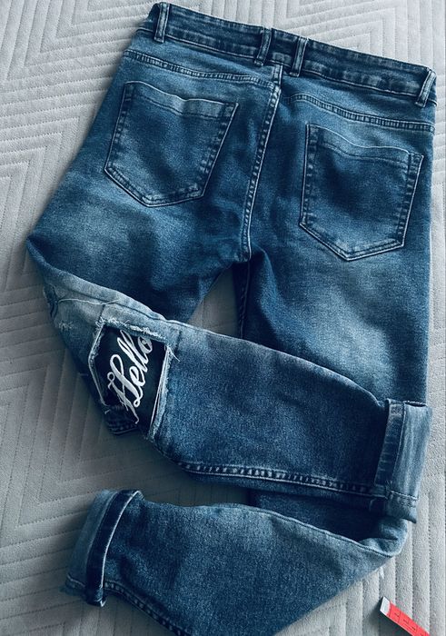 Dsquared spodnie jeansowe grubsze granat