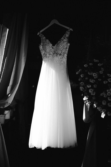 Suknia ślubna boho rustykalna odkryte plecy - Tom Sebastien XS/S