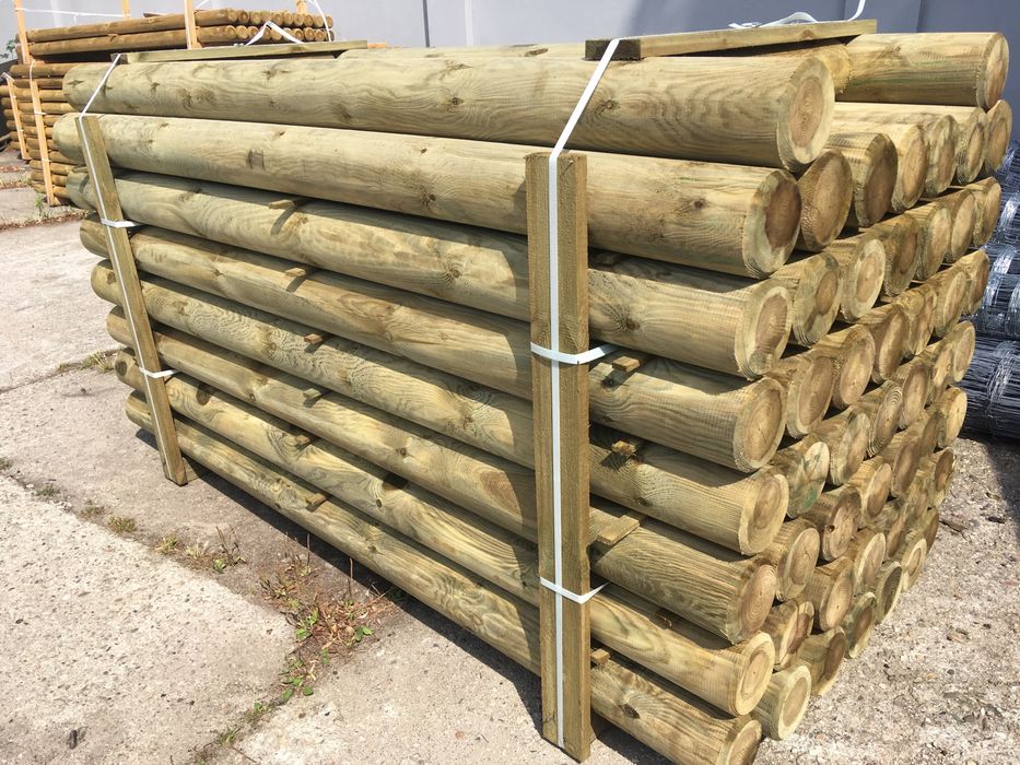 Palisada drewniana słupki impregnowane ciśnieniowo fi 12cm dł. 250cm
