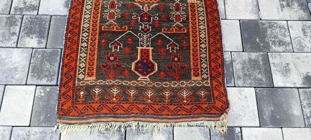 Unikatowy Afgański Dywan BALUCH 141x76 cm – Drzewo Życia | Wełna