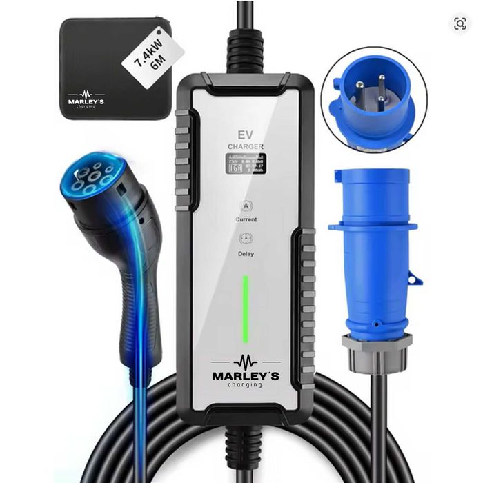 Carregador Portátil 7 kw - 32A - c/ 6 metros Cabo - Saco Transporte