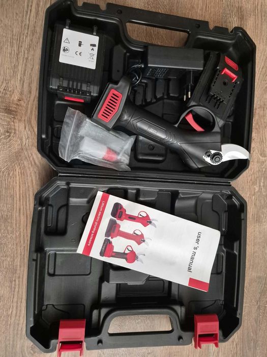 Akumulatorowy sekator elektryczny do gałęzi NOWY | 2 Baterie + Walizka