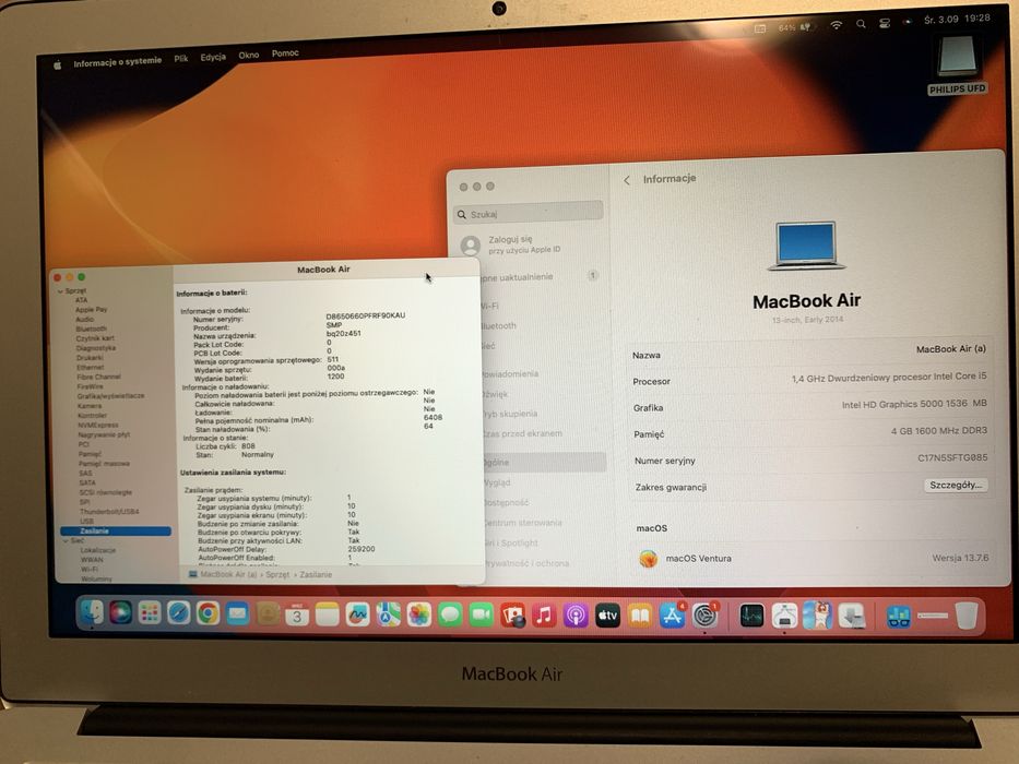 Apple macbook air 2014r ventura! Gry!