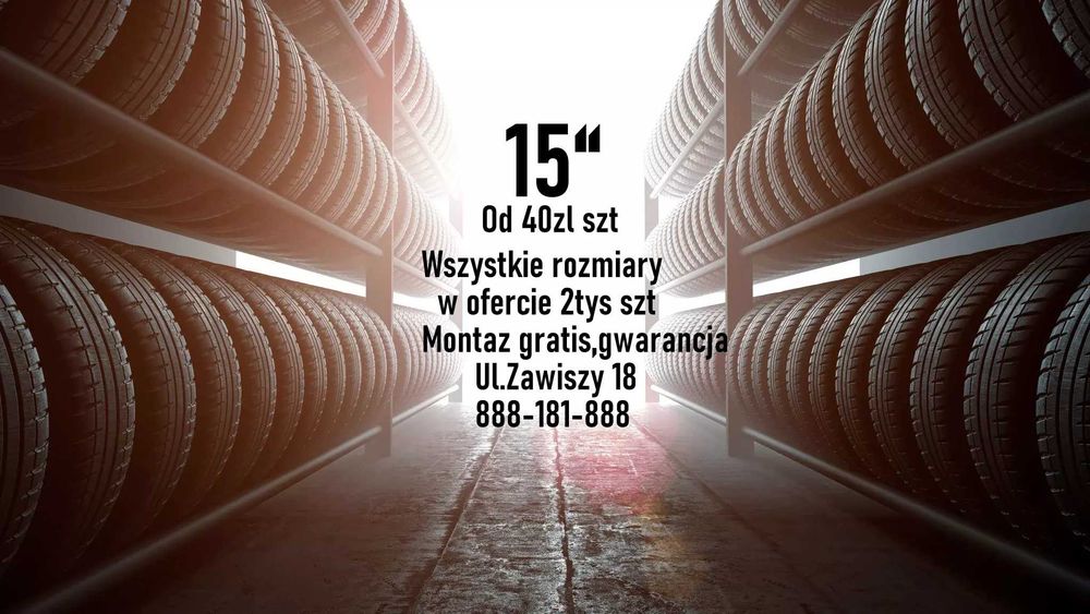 Opony 15" wszystkie rozmiary i marki w niskich cenach .Montaż lub wysyłka
