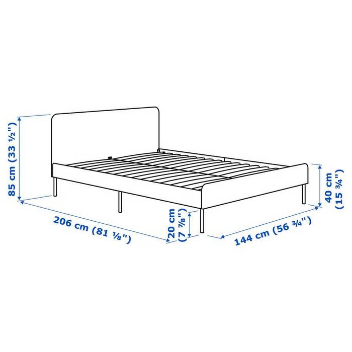 Cama de casal IKEA SLATTUM, cinza claro, 200 x 140