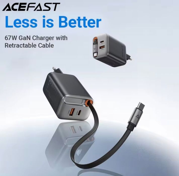 Зарядний пристрій швидкий 67 Ват із вбудованим кабелем type-c