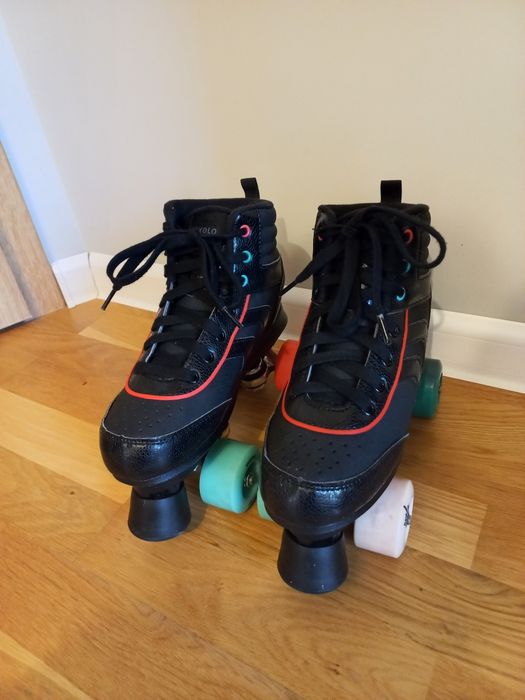 Wrotki dziecięce czarne, Oxelo rozmiar 36 RS QUAD 100 JR BLACK