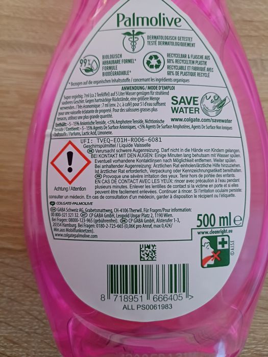 Płyn do naczyń palmolive z Niemiec