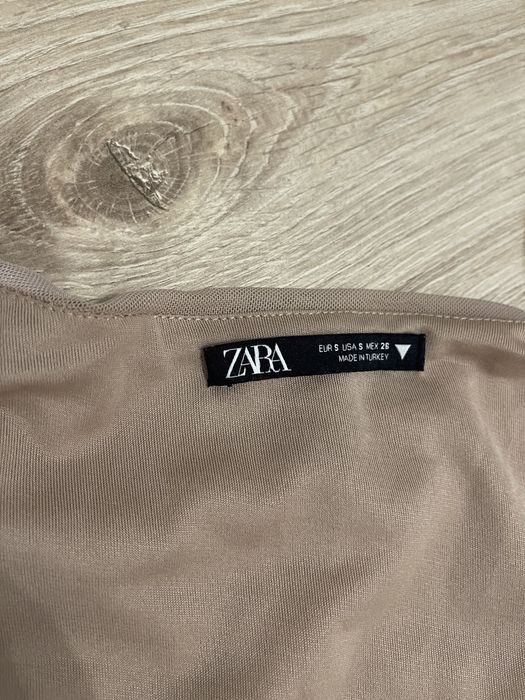 Платье zara 7385/325/942 бежевое р.s нарядное шифоновое