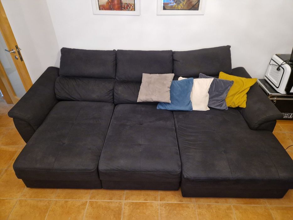 Sofá chaise long preto