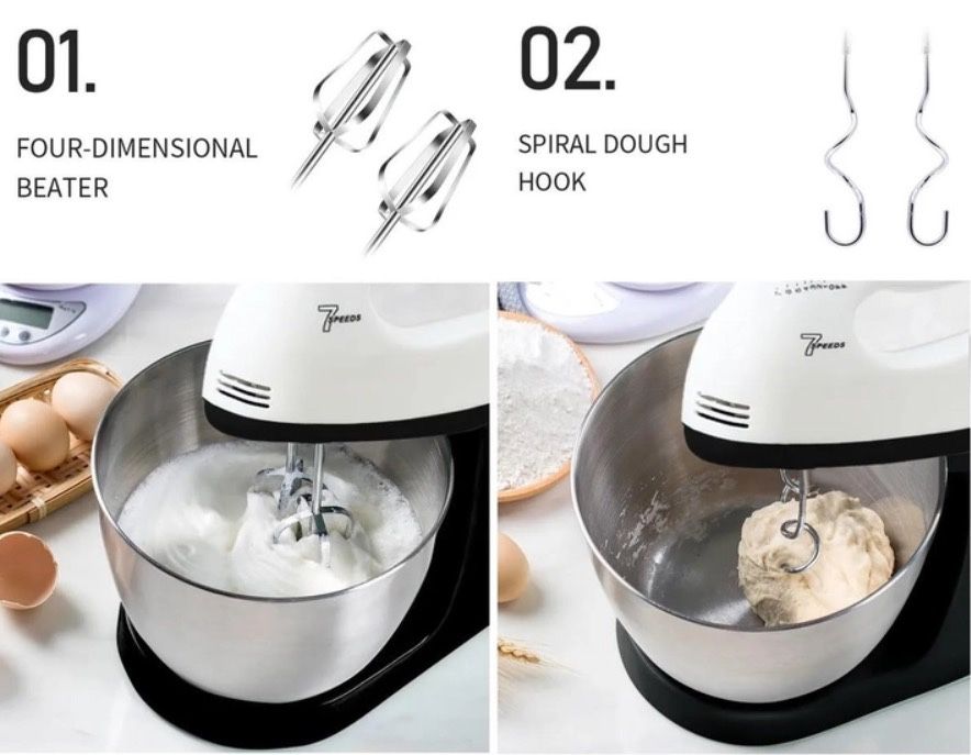 Міксер стаціонарний 250 Вт металева чаша BITEK BT-6637B комбайн