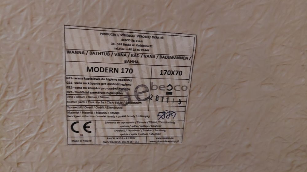 Wanna Besco Modern 170x70 nowa