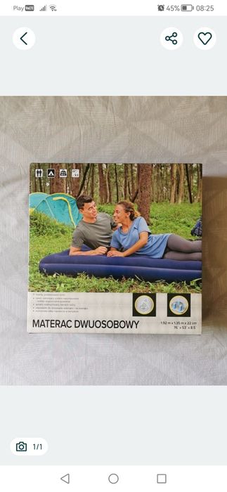 Nowy materac dwuosobowy winylowy do spania pod namiot camping 300 kg