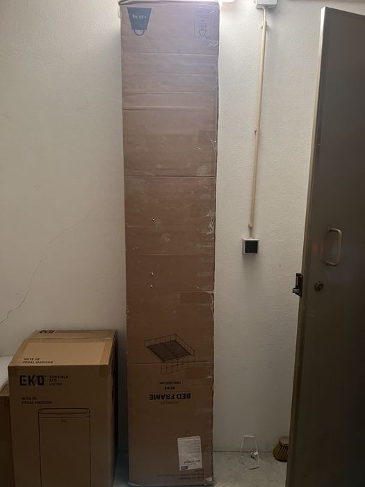 Estrutura de cama JYSK VEMMELEV arrumação 180x200 tecido bege