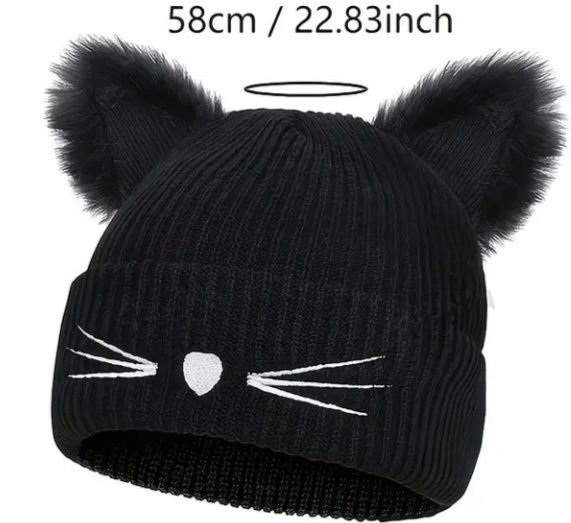 Шапочка чорна з котячими вушками