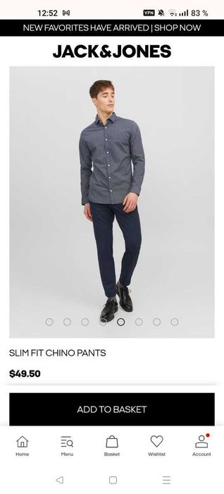 Джинсы (chino Jack&jones pants studio Дания w34 stretch navy.