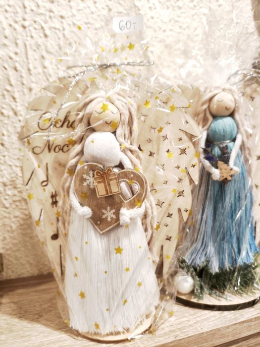 Anioły stojące Bożonarodzeniowe  makramowe ok 30cm