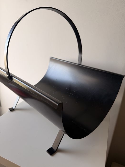 Suporte lenha preto metal