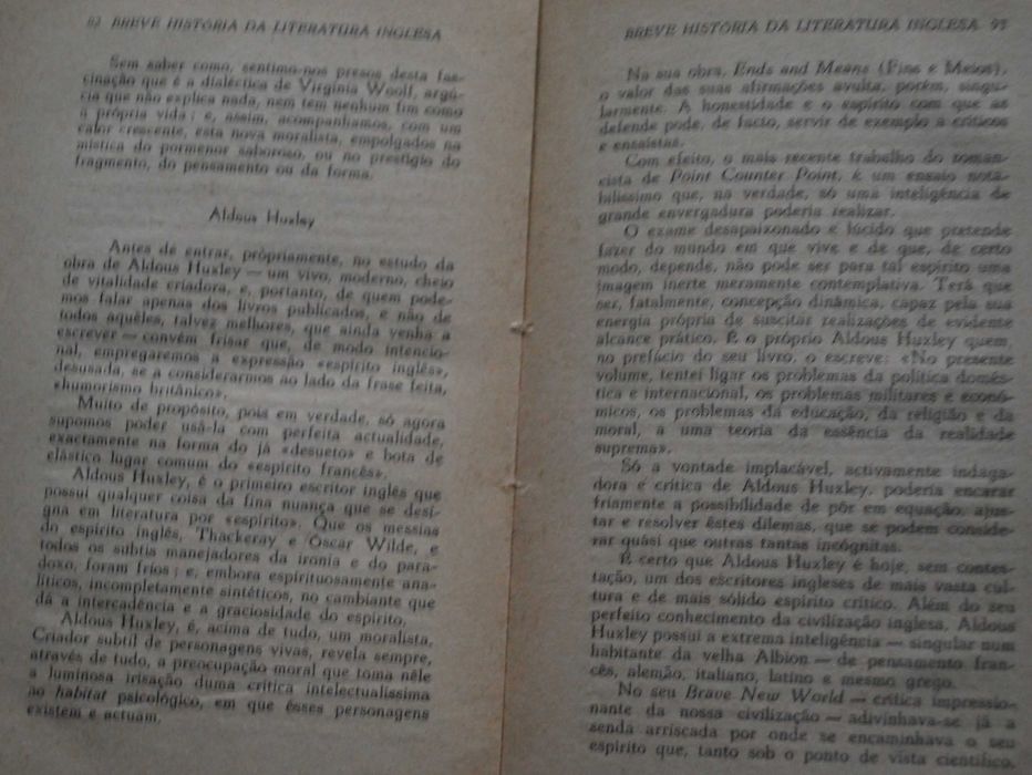 Breve História da Literatura Inglesa de Alves de Azevedo - 1º Ed. 1942