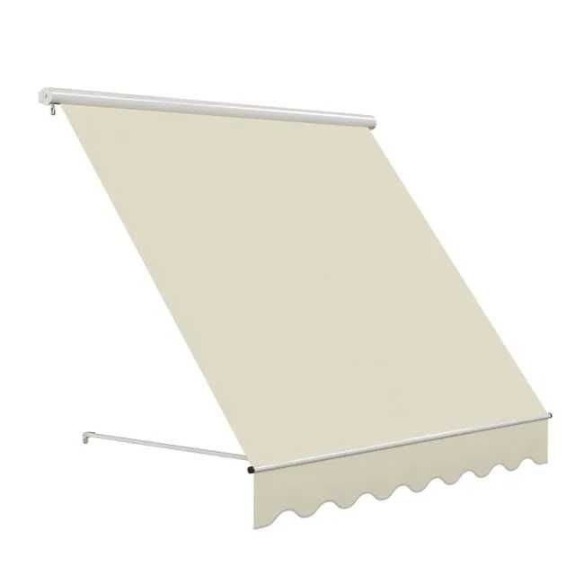Toldo de tela plana com rolo manual semi-caixa branco 3mx2.5m liso bege Naterial Balcony