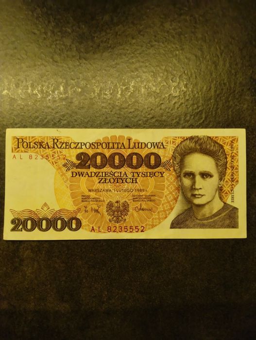 Banknot 20000 Maria Skłodowska 89r.