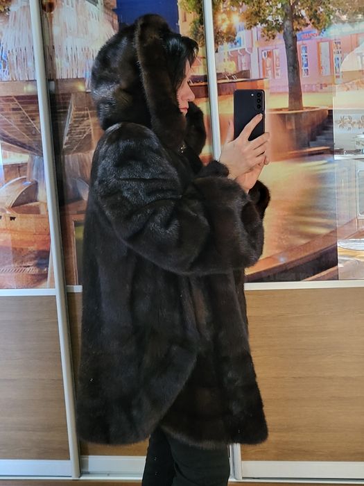 Норкове манто з капюшоном XL