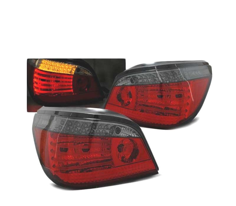 FAROLINS TRASEIROS BMW E60 LCI 07-10 LED DINÂMICO COM PISCA VERMELHA FUMADA