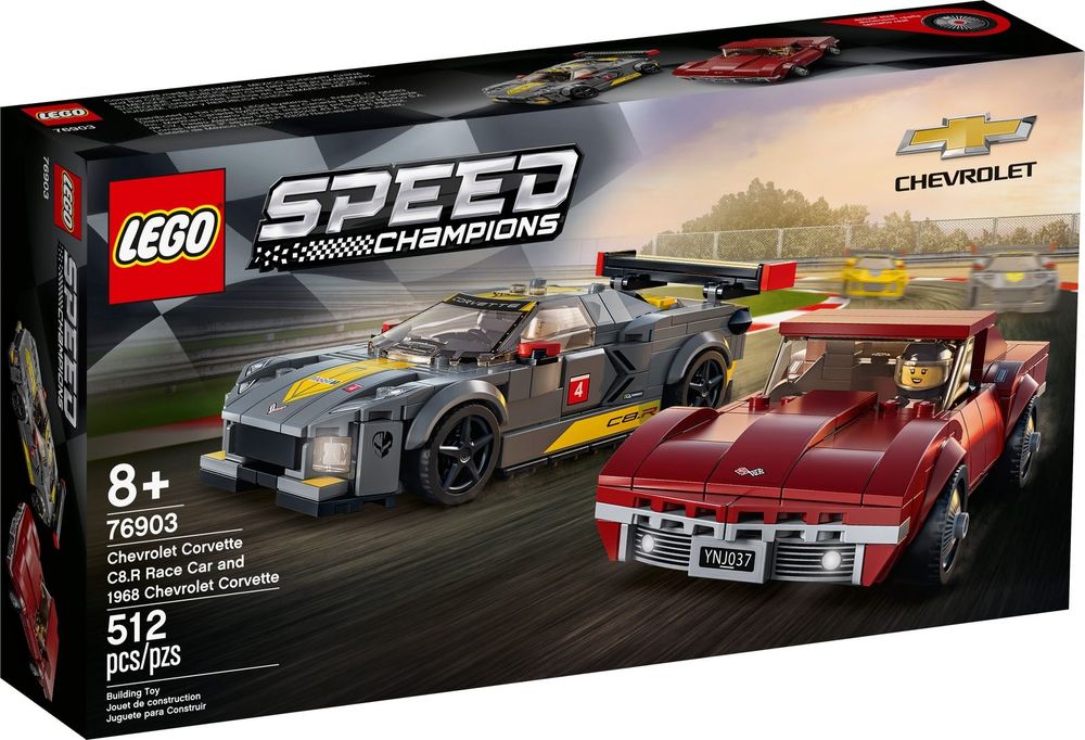LEGO 76903 Speed Champions Chevrolet Corvette C8.R Race Car and 1968 C