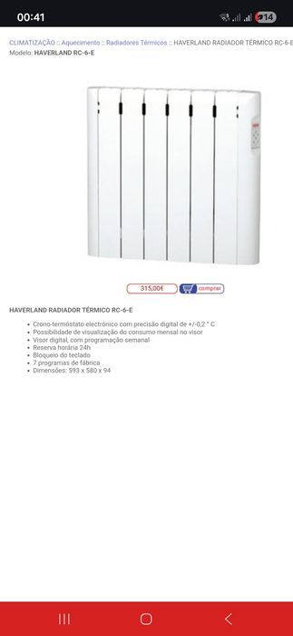 Haverland RC6E  Emissor térmico fluido programável digital 750W.