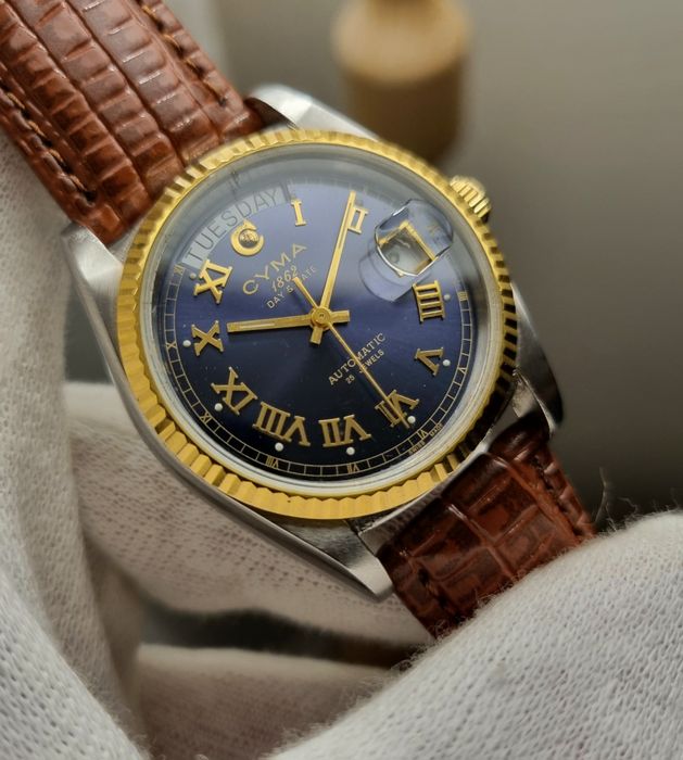 Zegarek Męski Cyma President Day Date  lata 1990 ! 36 mm styl rolex !