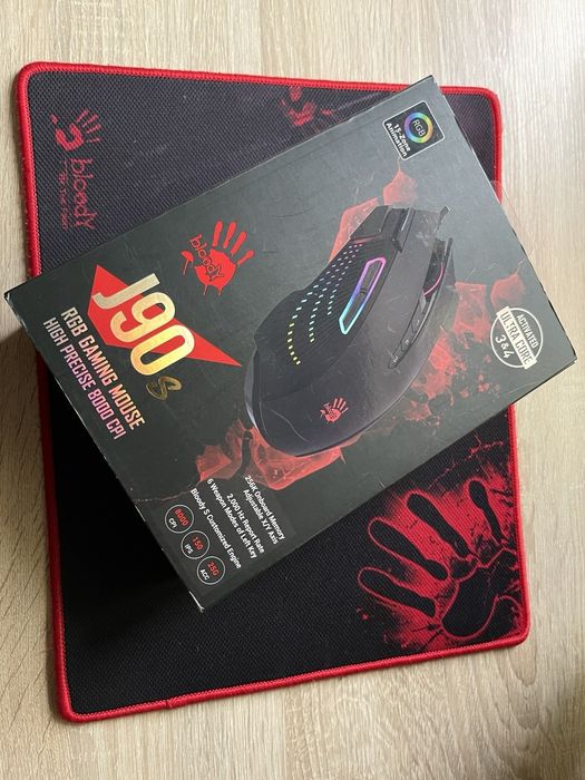 Игровая мышь bloody j90s геймерская мышка коврик