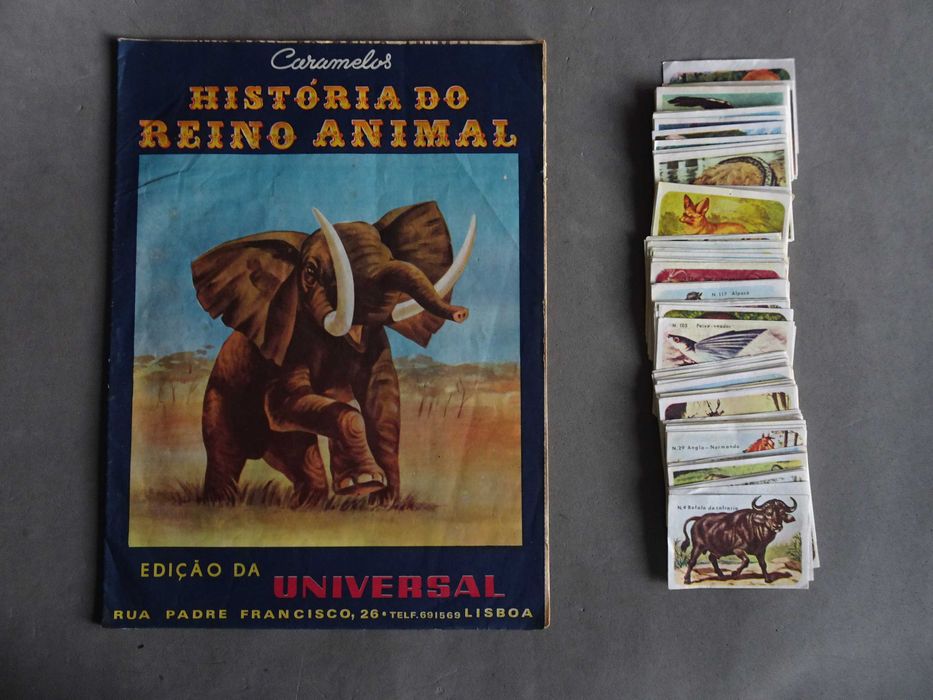 Caderneta de cromos de caramelos vazia História do Reino Animal + 149