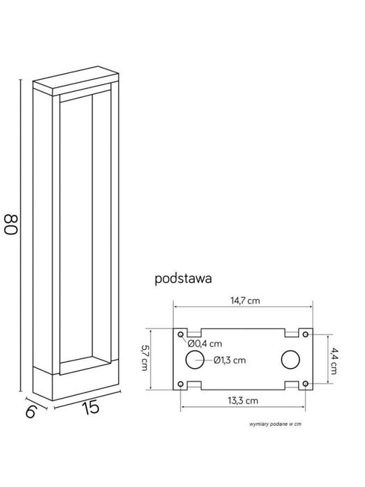 Dwie lampy ogrodowe LED słupek SU-MA FORM 80cm